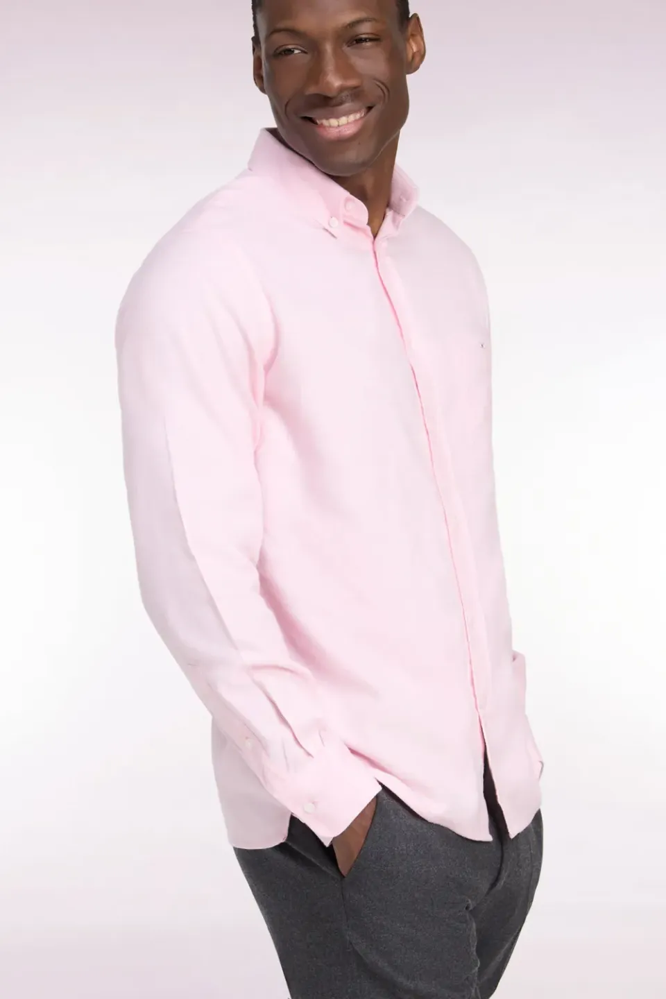 Eden Park Club Classique chemise coton rose coupe droite