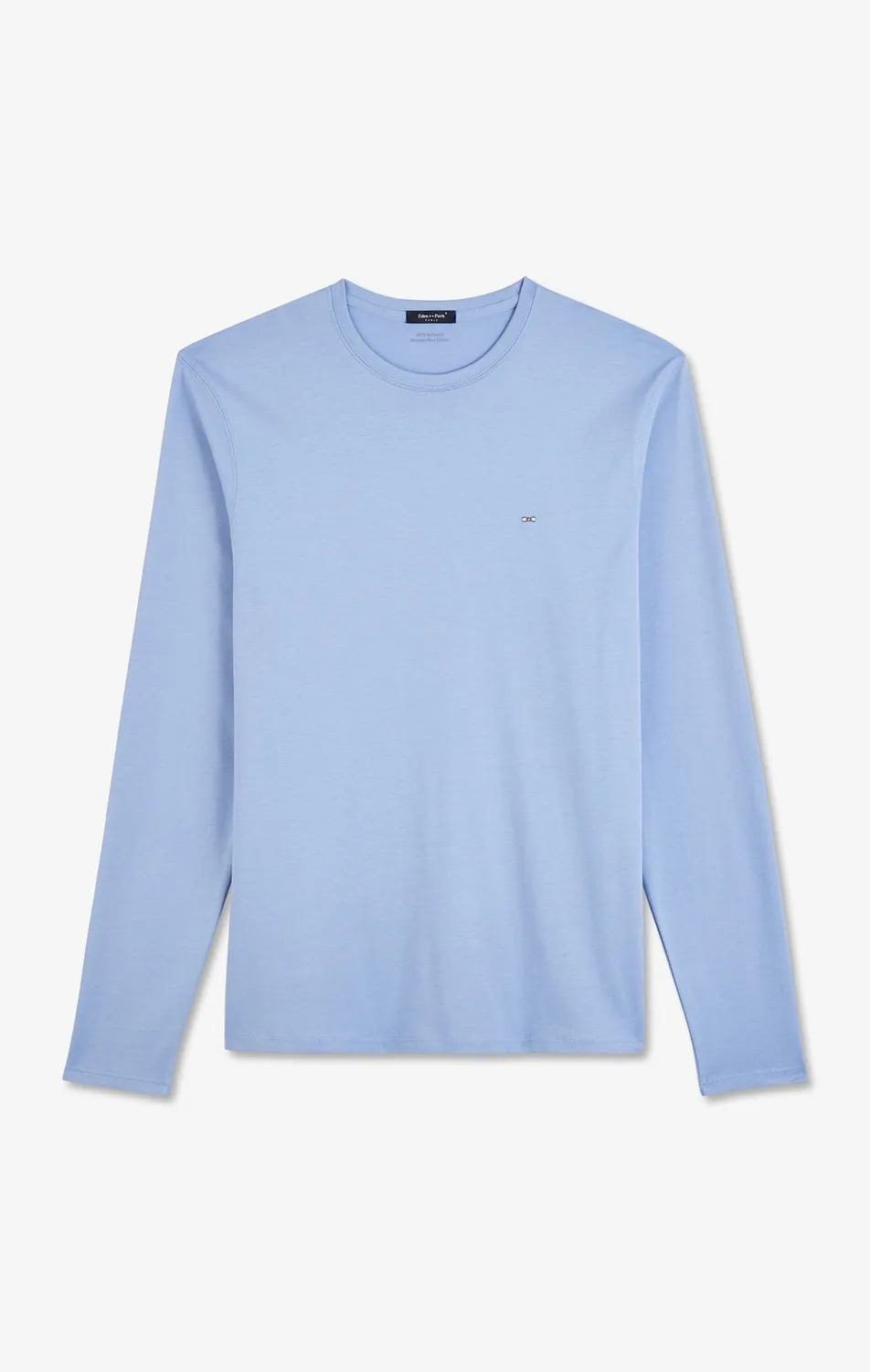 Eden Park T-shirt col rond manches longues bleu coton