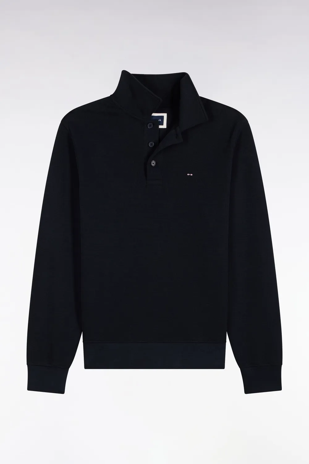 Eden Park sweat col polo coton marine coupe droite