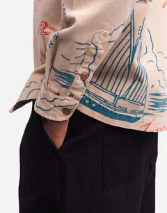 Olow Urville chemise homme beige imprimé maritime