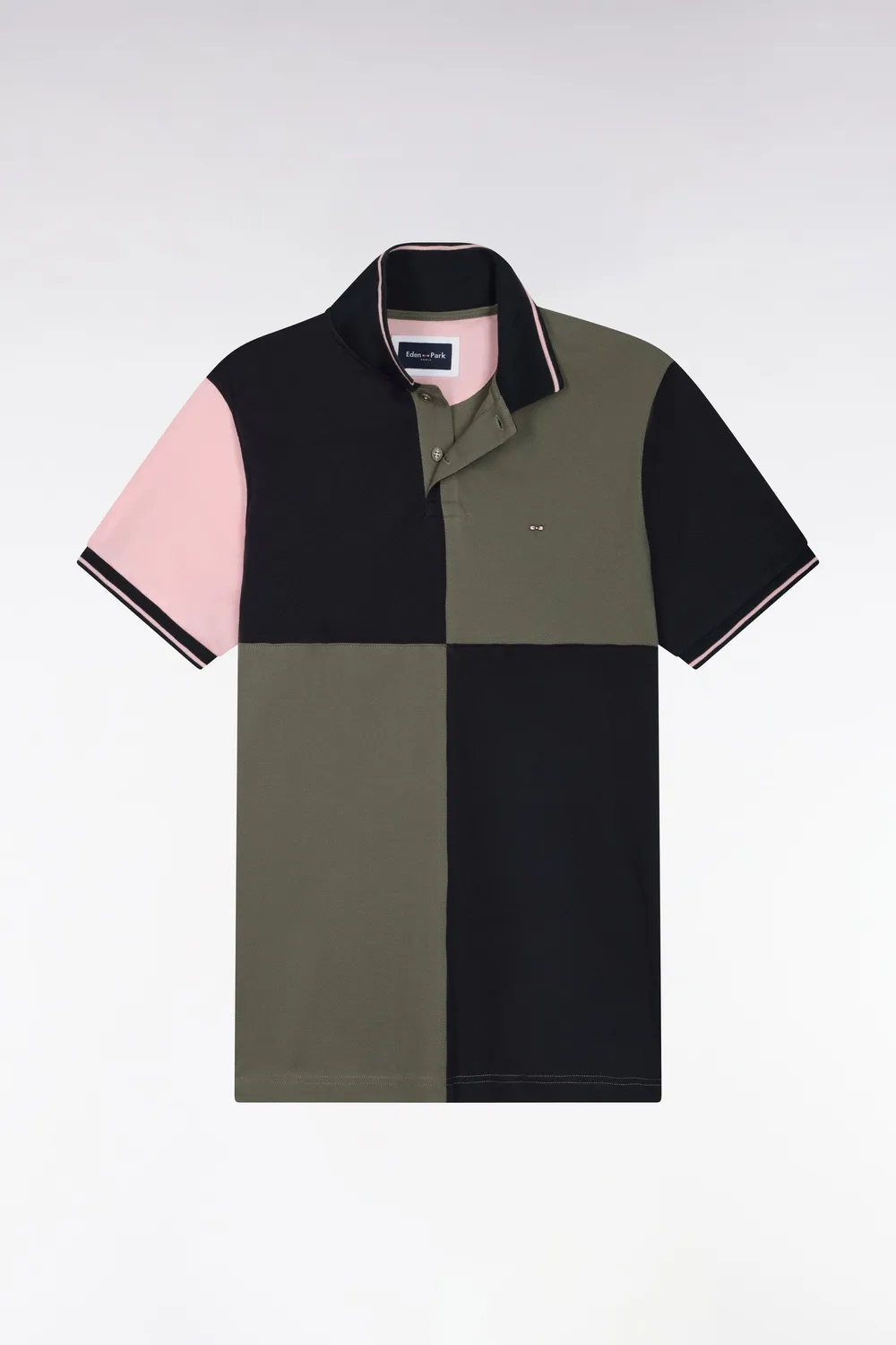 Eden Park Tricolore polo kaki découpes rugby