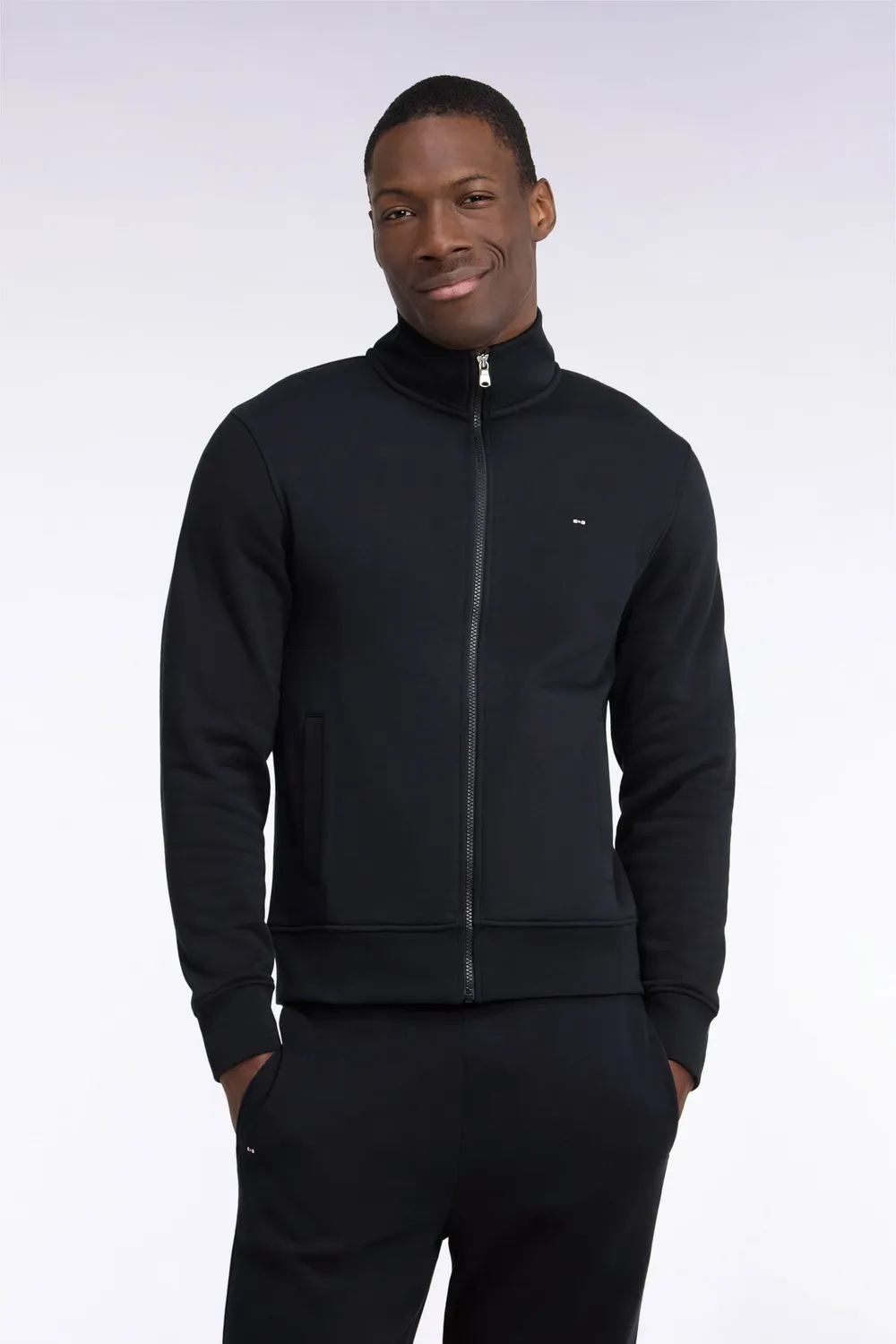 Eden Park sweat zippé noir col camionneur