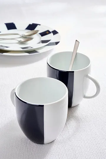 Eden Park set 2 mugs porcelaine Limoges intérieur bleu