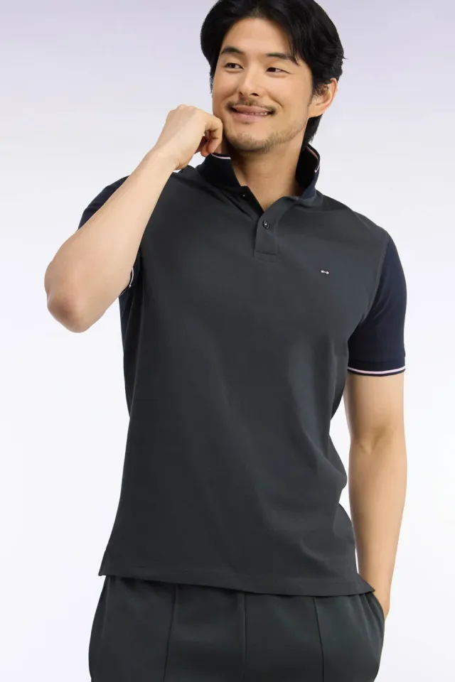 Eden Park polo piqué coton kaki marine dos brodé homme