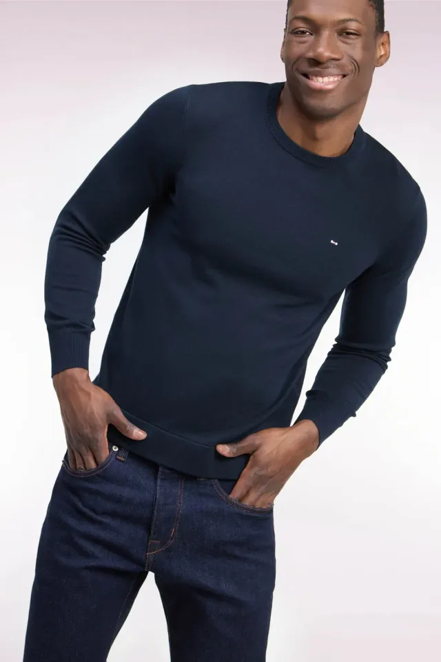 Eden Park pull col rond coton marine homme