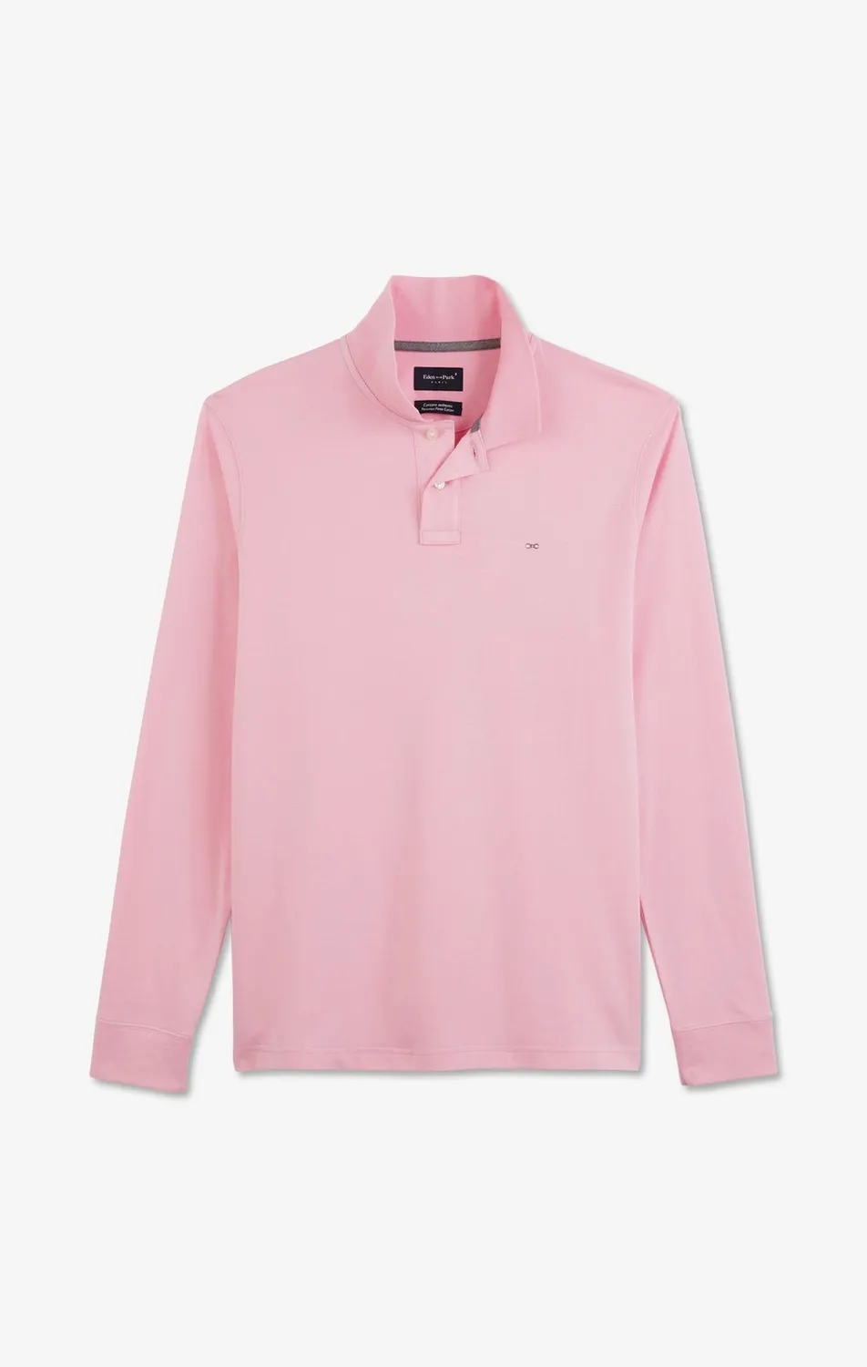 Eden Park polo manches longues homme rose piqué coton