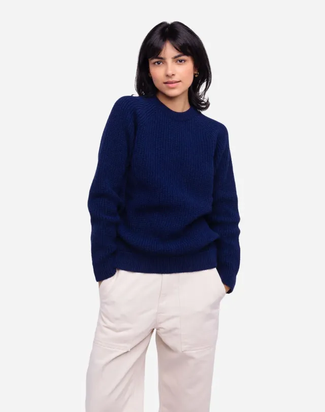 OLOW Equinoxe pull bleu indigo fibres recyclees