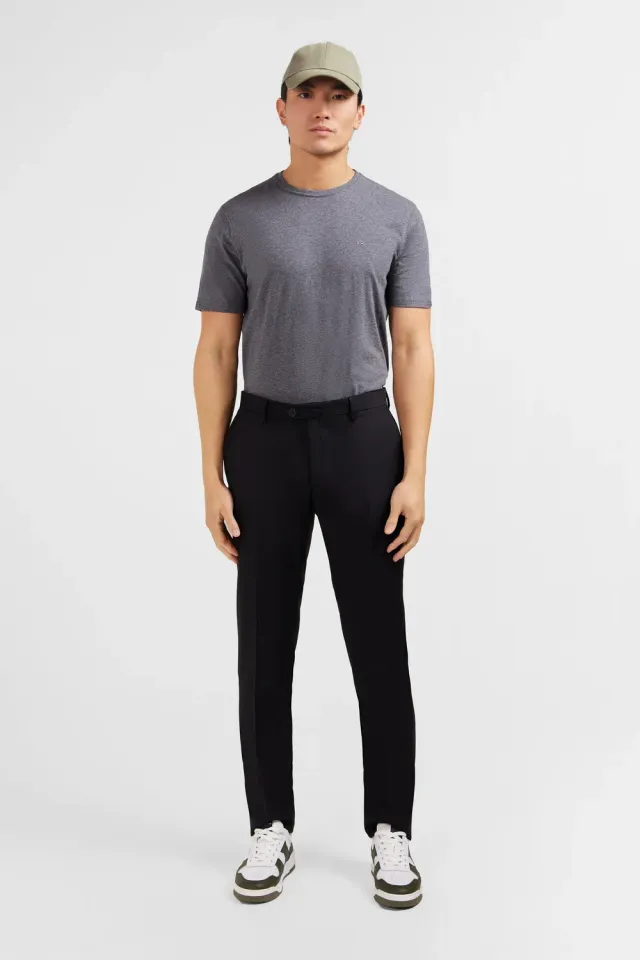 Eden Park pantalon slim noir homme laine à plis