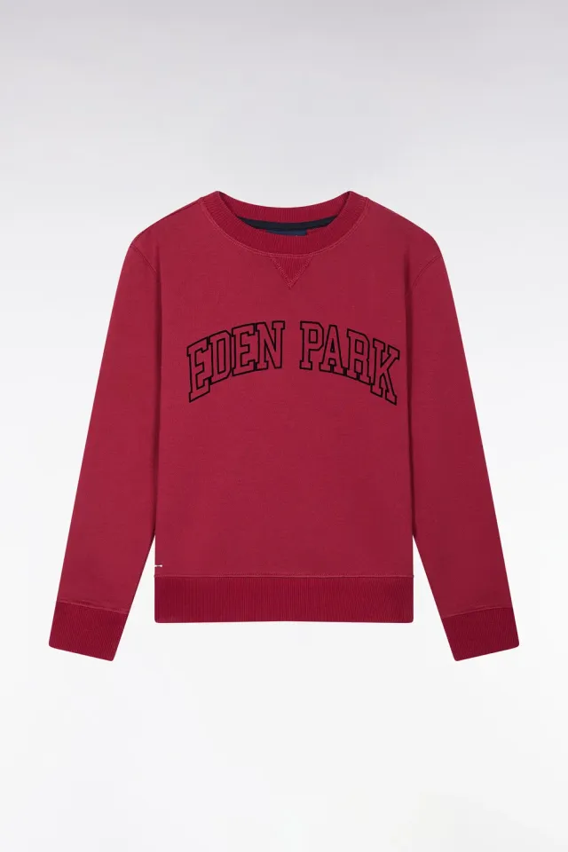 Eden Park sweat col maillot rouge coton enfant coupe droite