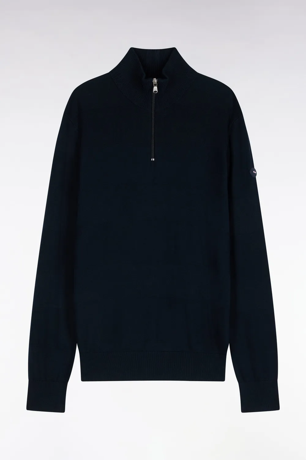 Eden Park pull golf col zippé marine coton viscose droit