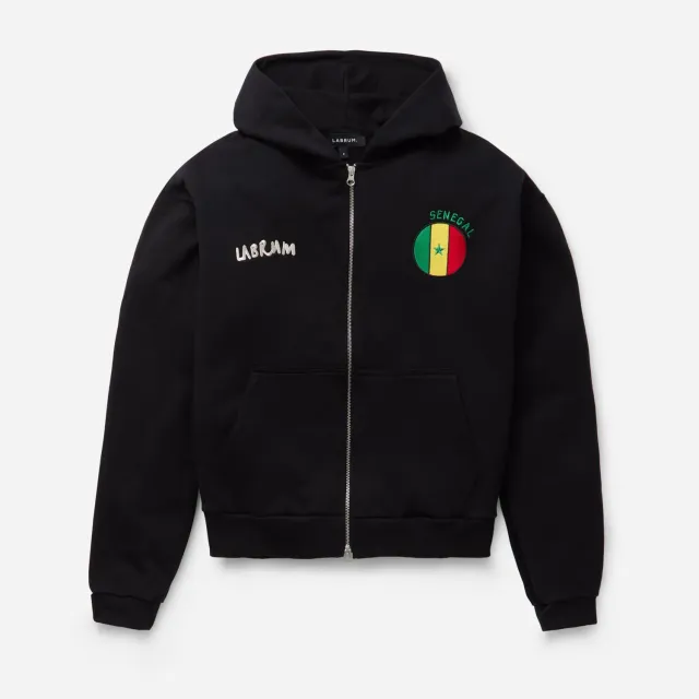 Labrum Senegal sweat à capuche zippé noir coton