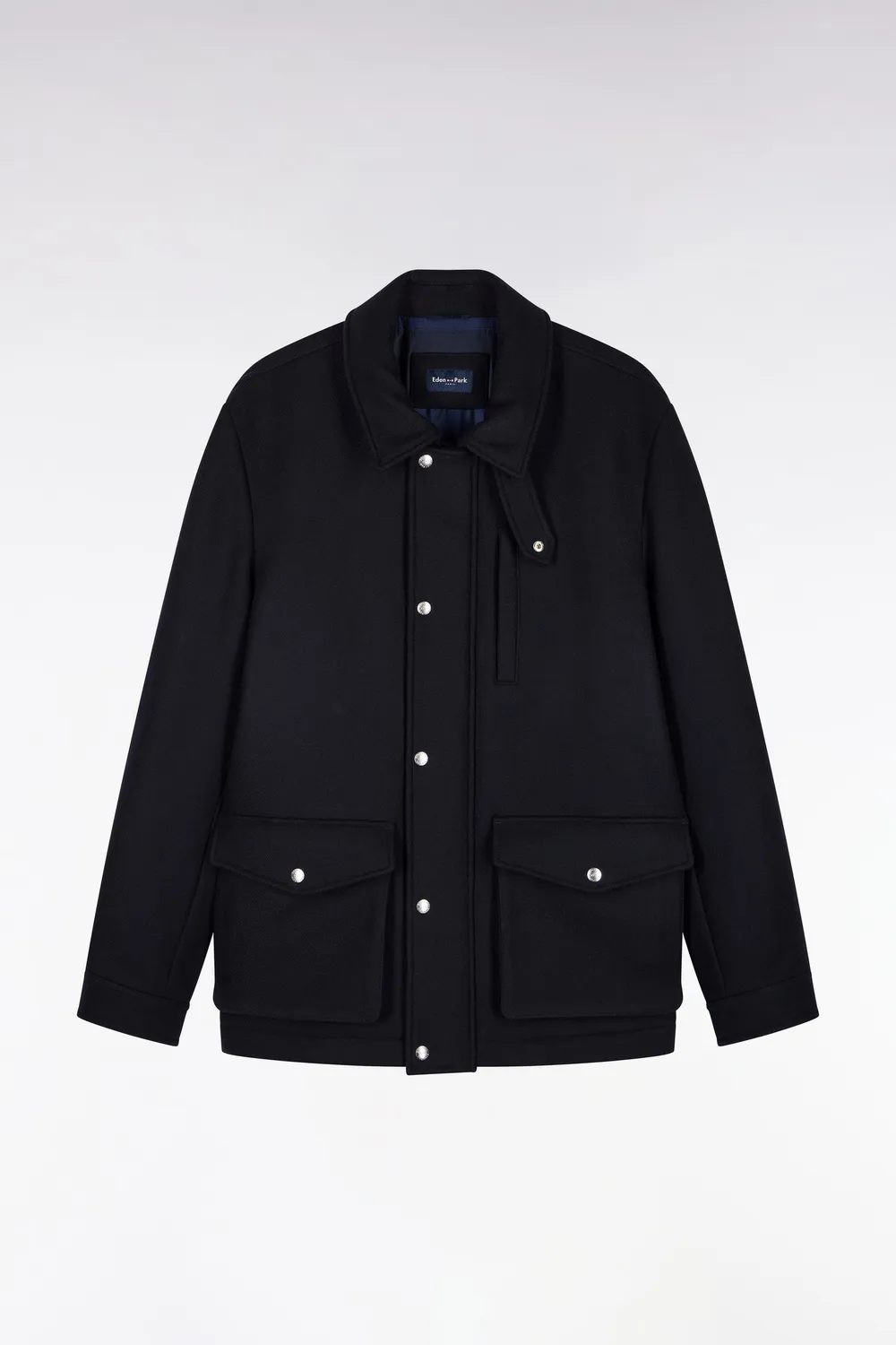 Eden Park parka courte flanelle marine coupe droite