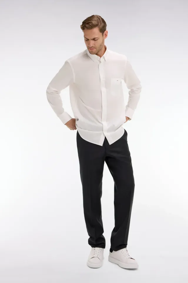 Eden Park pantalon regular gris foncé laine plis cassés