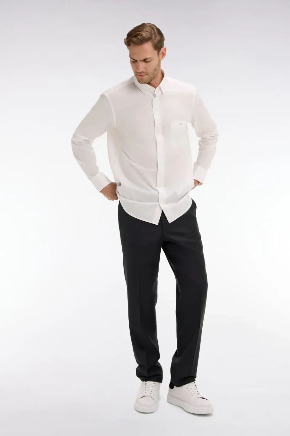 Eden Park pantalon regular gris foncé laine plis cassés