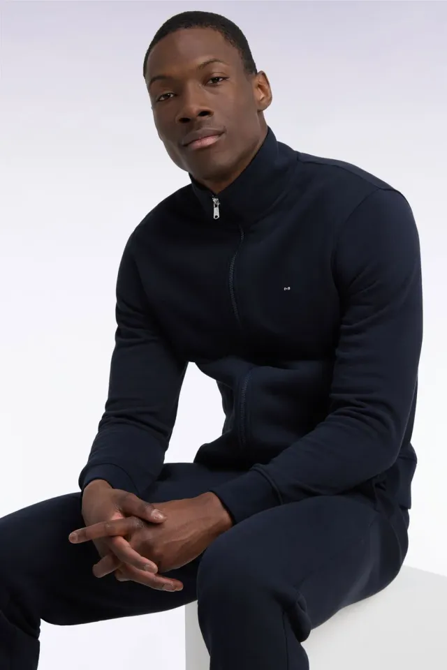 Eden Park sweat zippé col camionneur marine droit