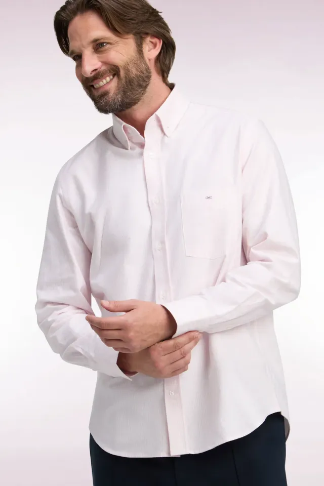 Eden Park chemise rayures bâtons rose coupe droite