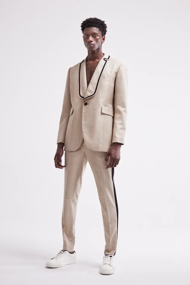 French Deal Tuxedo pantalon homme laine beige