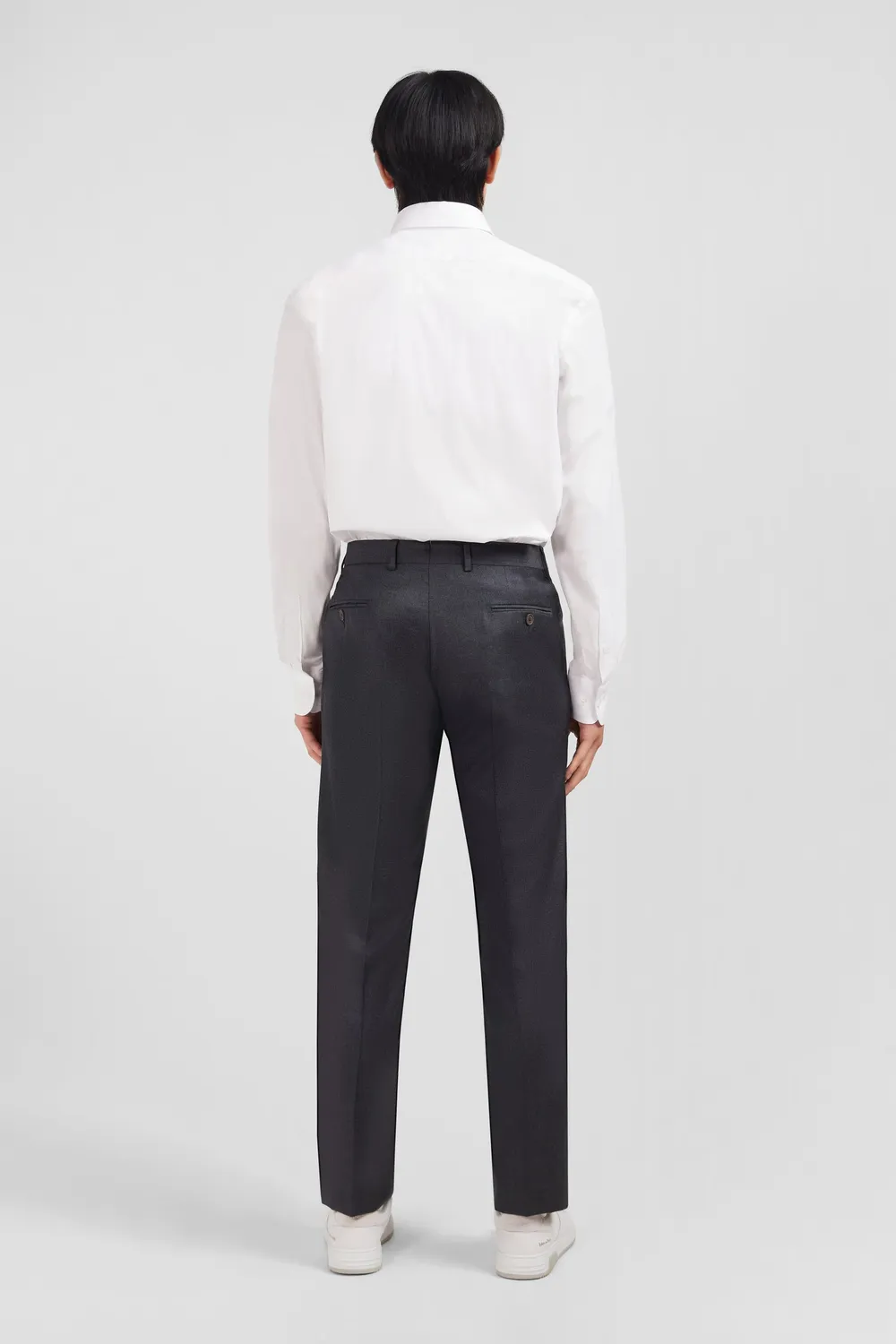 Eden Park pantalon regular gris laine à plis cassés