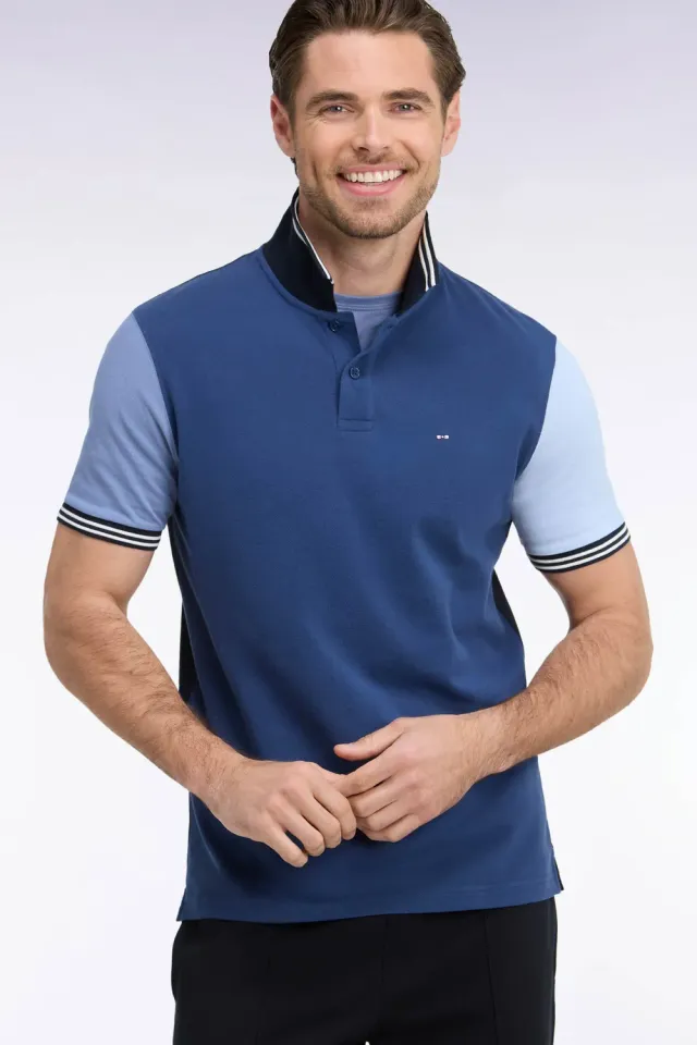 Eden Park polo manches courtes bleu tricolore