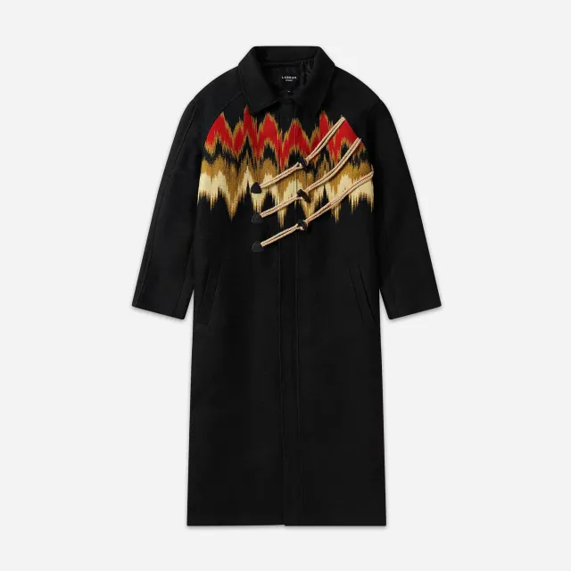 Labrum Woven Blur manteau duffle noir motif zigzag