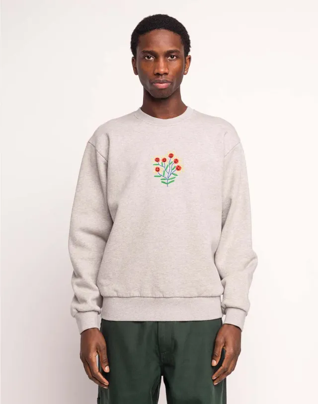 Olow Happy Flower sweat gris chiné coton bio