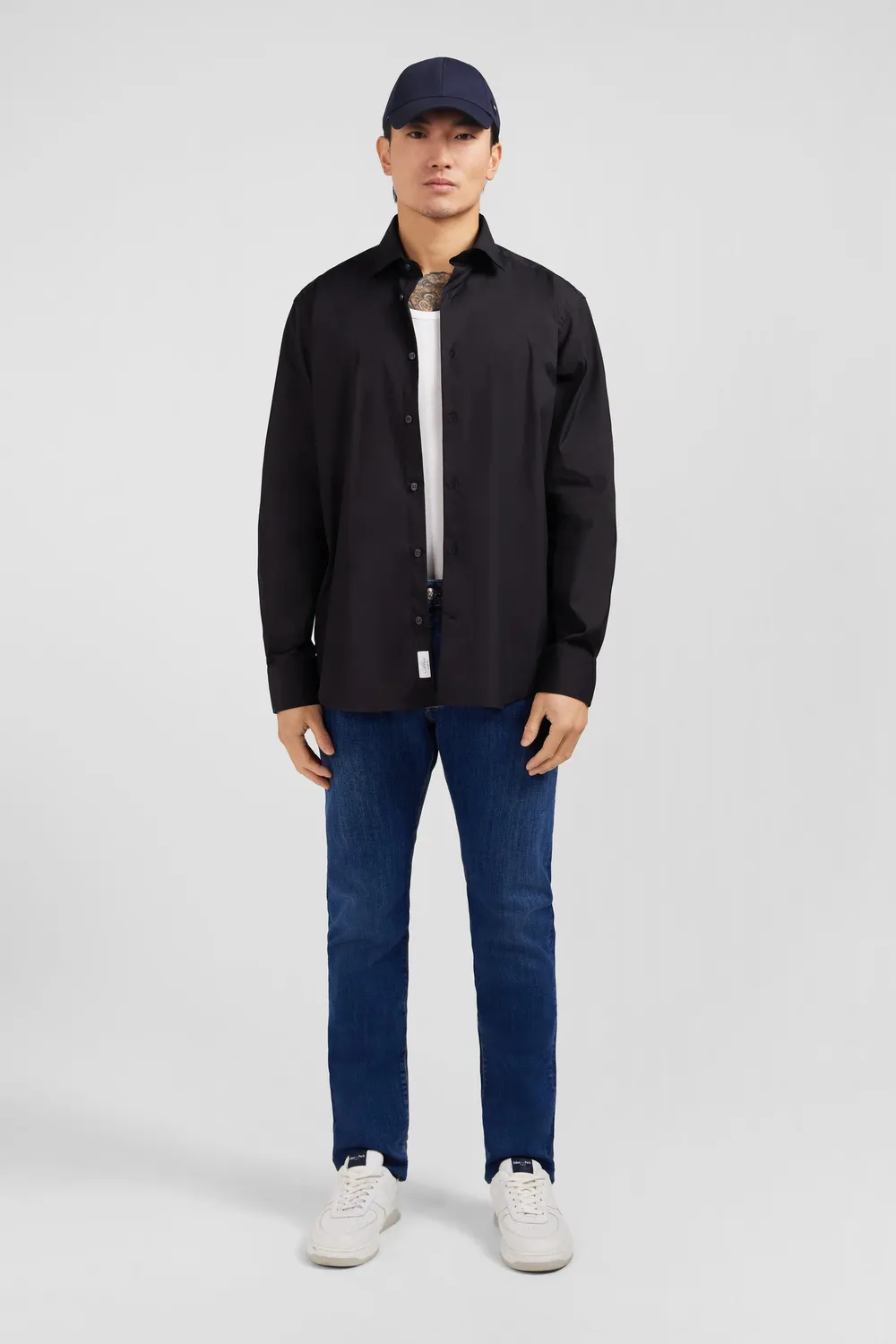 Eden Park chemise noire popeline stretch regular