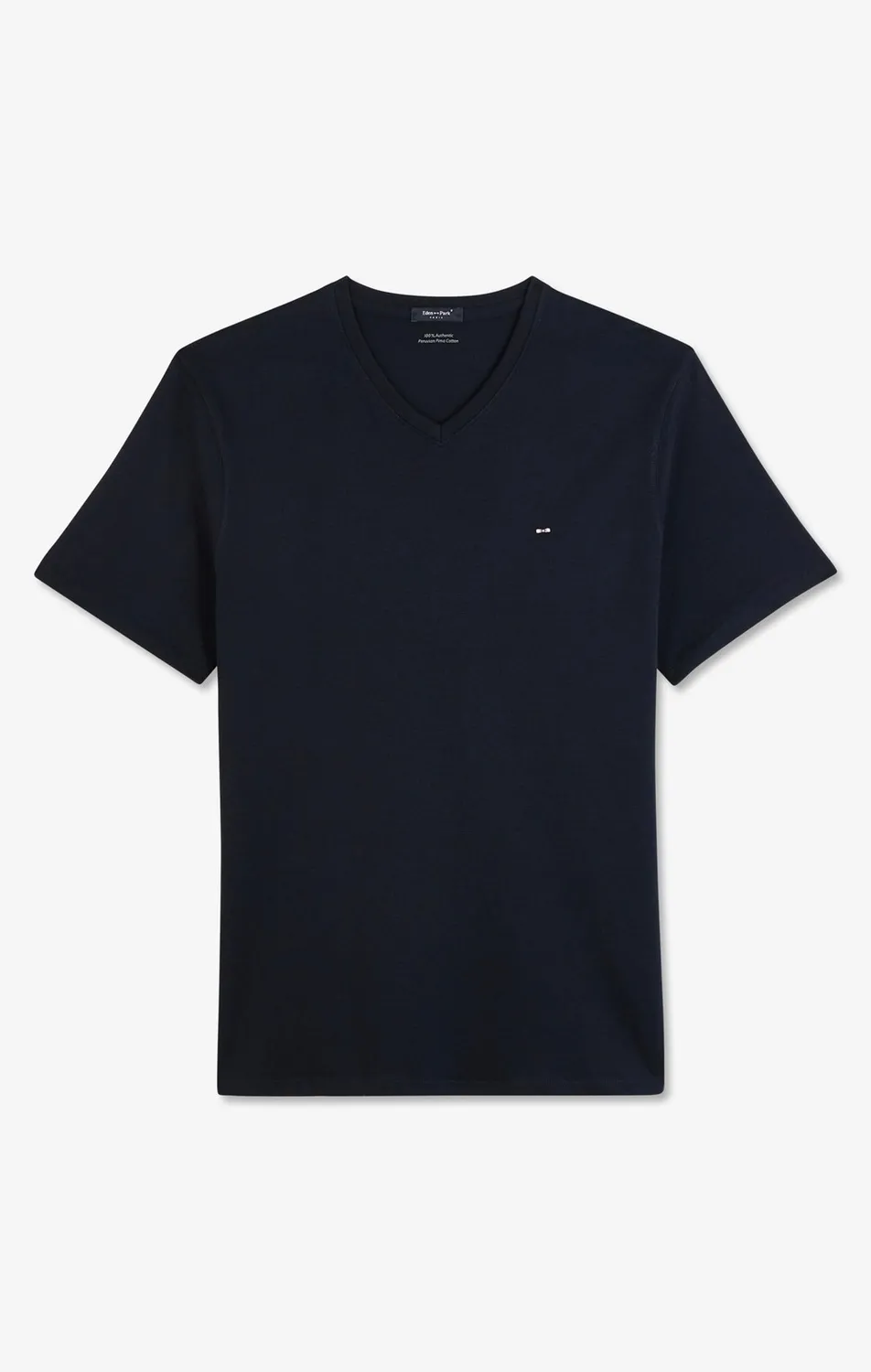 Eden Park t-shirt col V marine coton Pima manches courtes