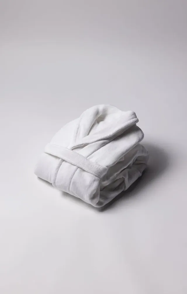 Eden Park peignoir coton éponge blanc brodé ceinture