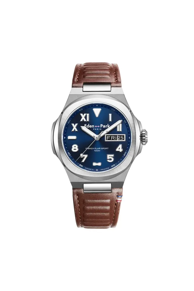 Eden Park Jour Date montre quartz bleue caoutchouc