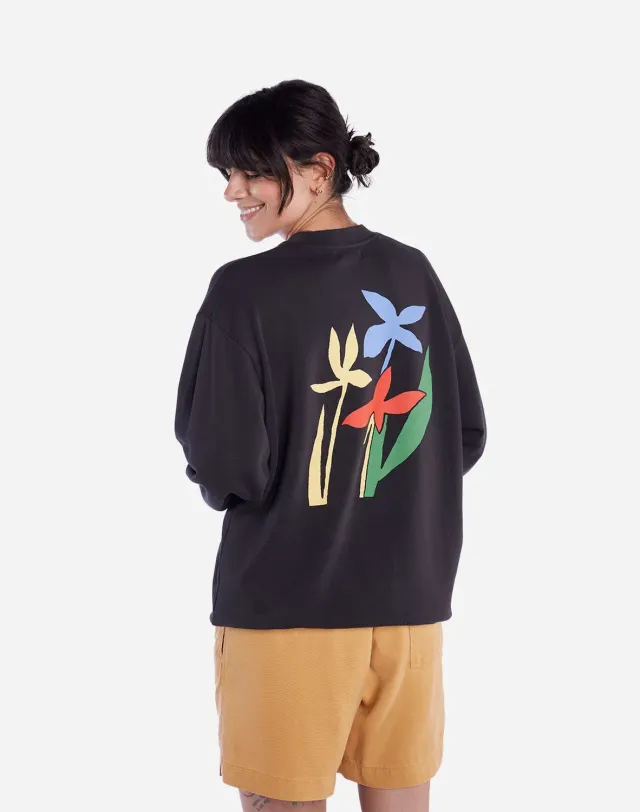 OLOW Flora sweat noir carbone coton bio