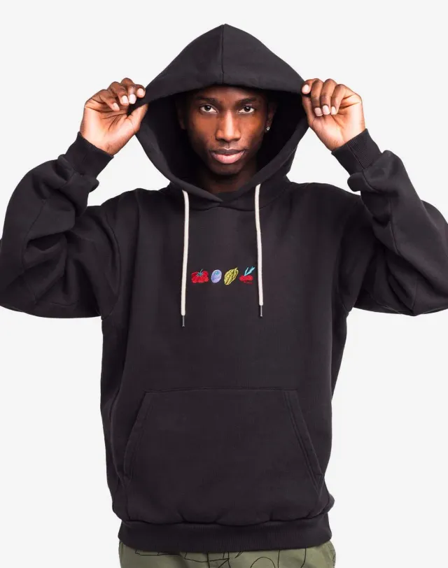 OLOW Hood vegetables hoodie noir carbone molleton bio