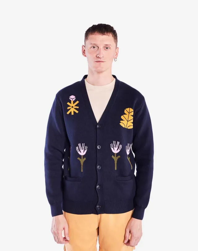 Olow Hadiqa Cardigan marine à motifs coton