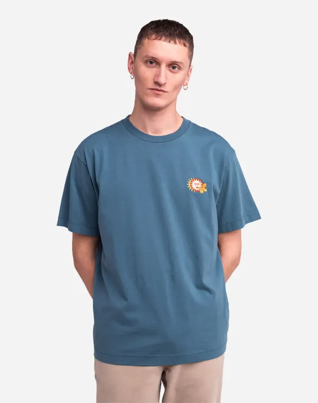 OLOW Weather t-shirt ample bleu acier bio