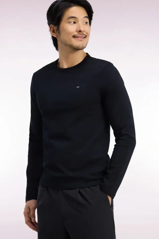 Eden Park t-shirt manches longues coton noir slim homme