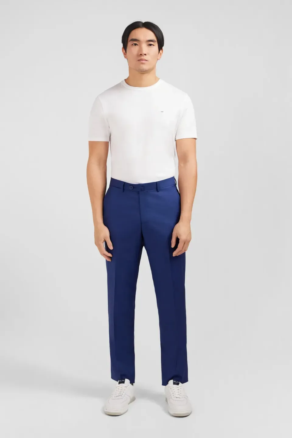 Eden Park pantalon regular homme laine bleu plis cassés