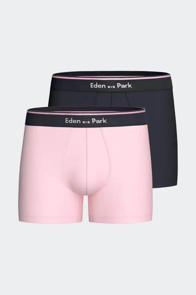 Eden Park lot 2 boxers coton marine rose stretch