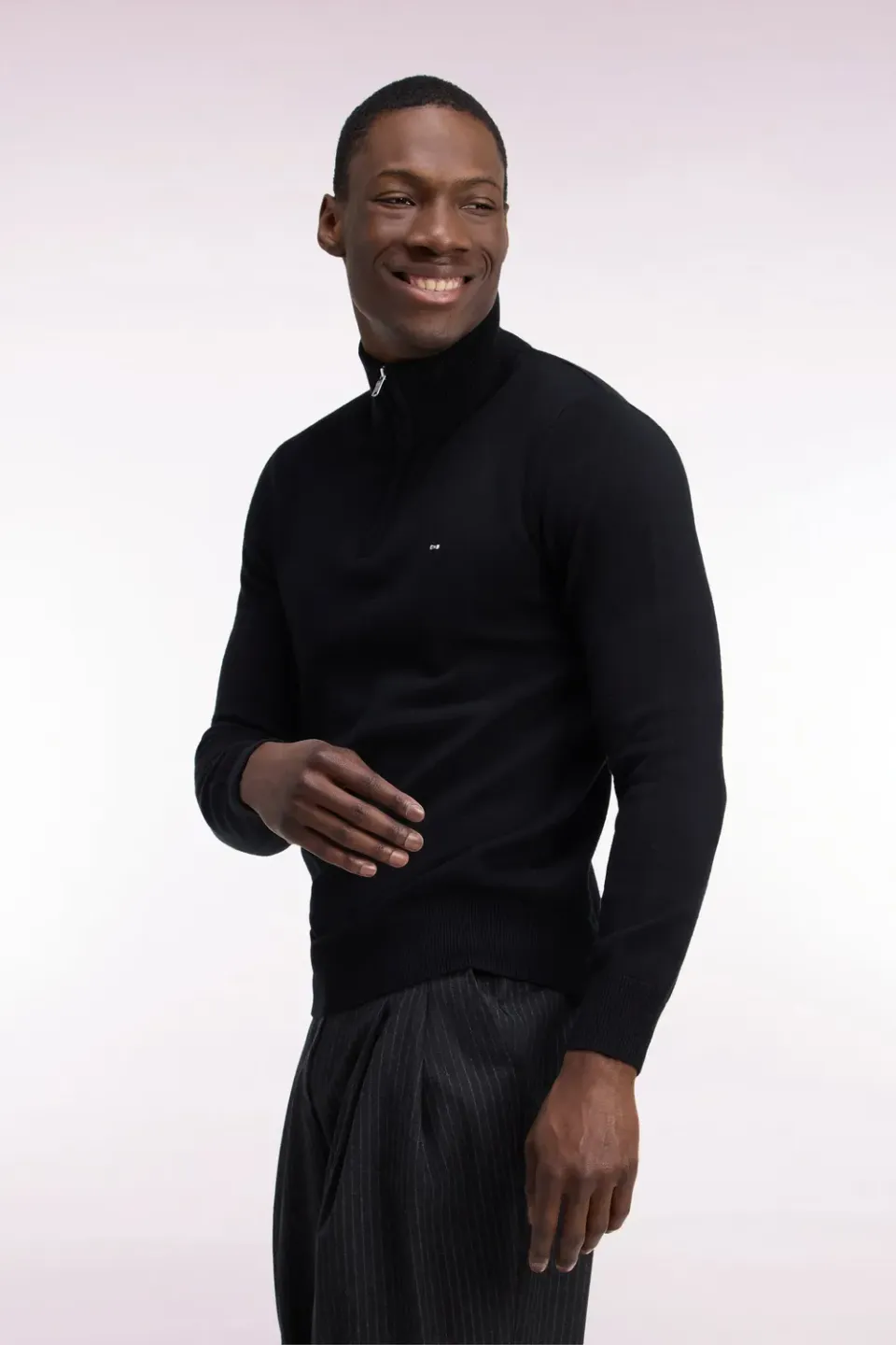 Eden Park pull col camionneur noir laine droite