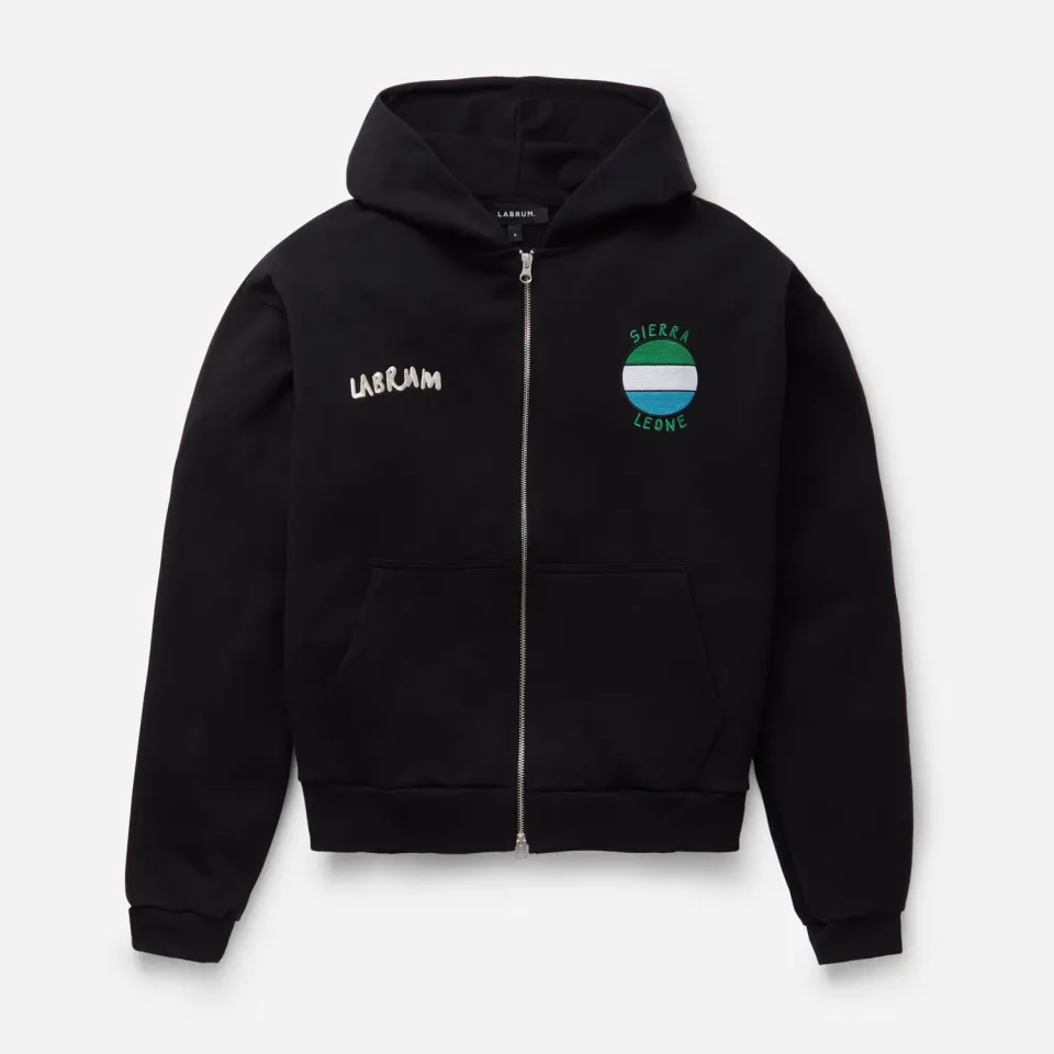 Labrum Sierra Leone hoodie homme noir coton zippé