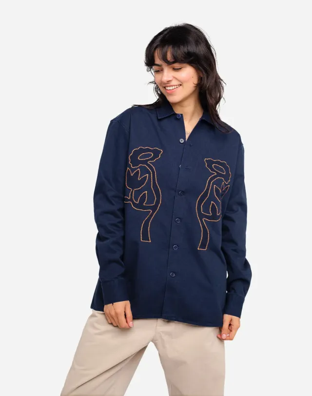 OLOW Décré chemise pollen marine fleurie