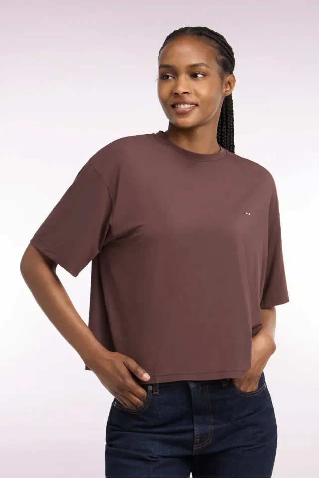 Eden Park Club Classique t-shirt marron modal ample femme