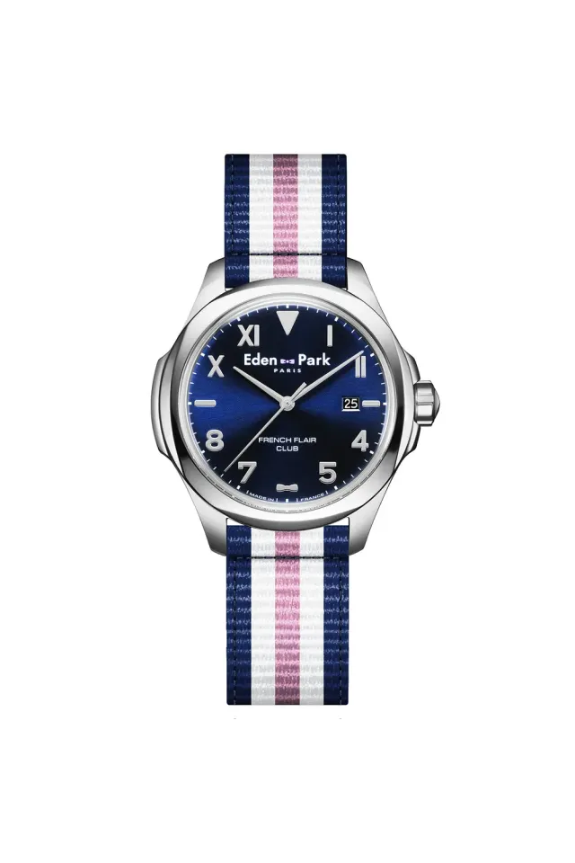 Eden Park Herbelin montre quartz bleu NATO tricolore