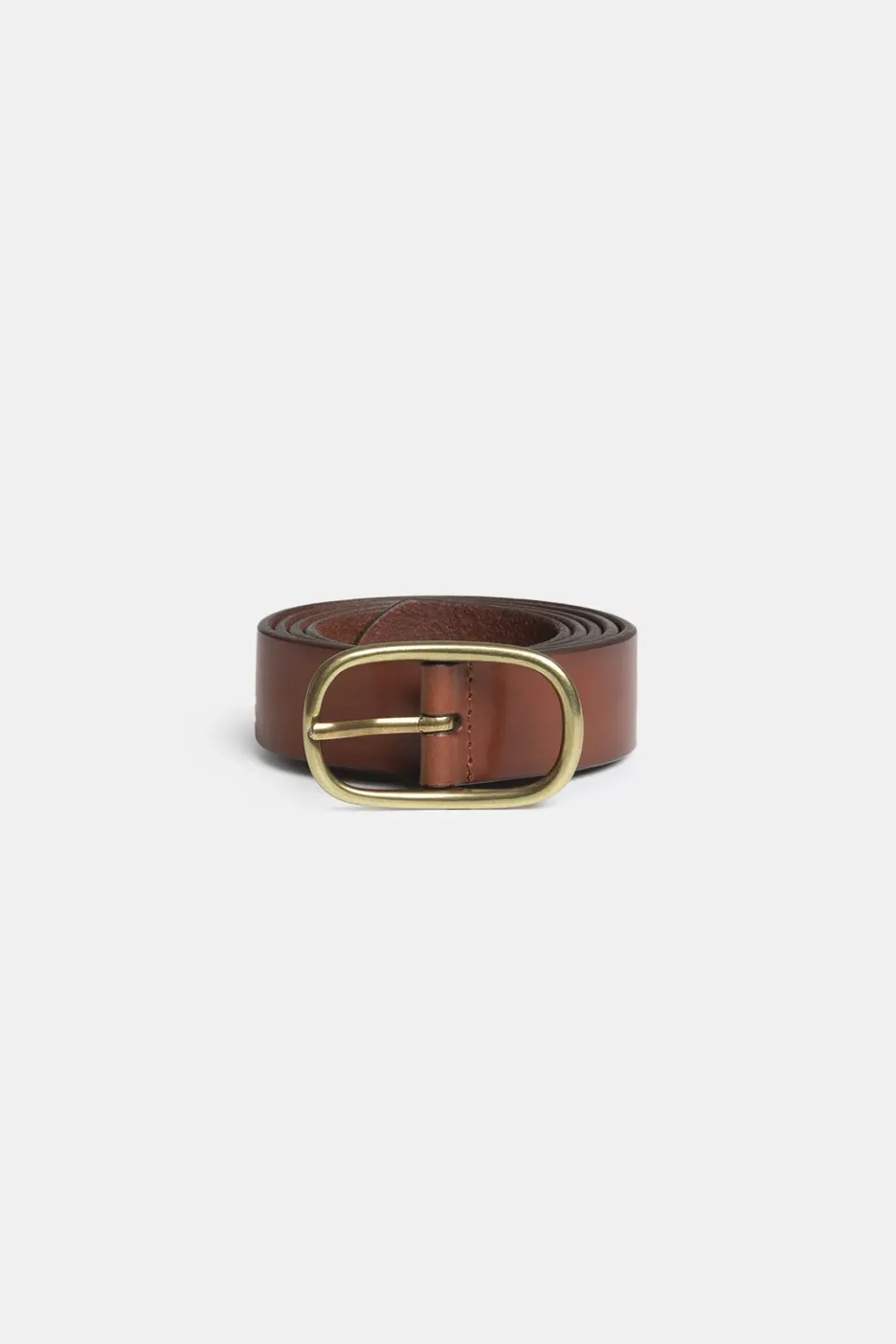 Edmmond Studios New Raw ceinture cuir marron dorée