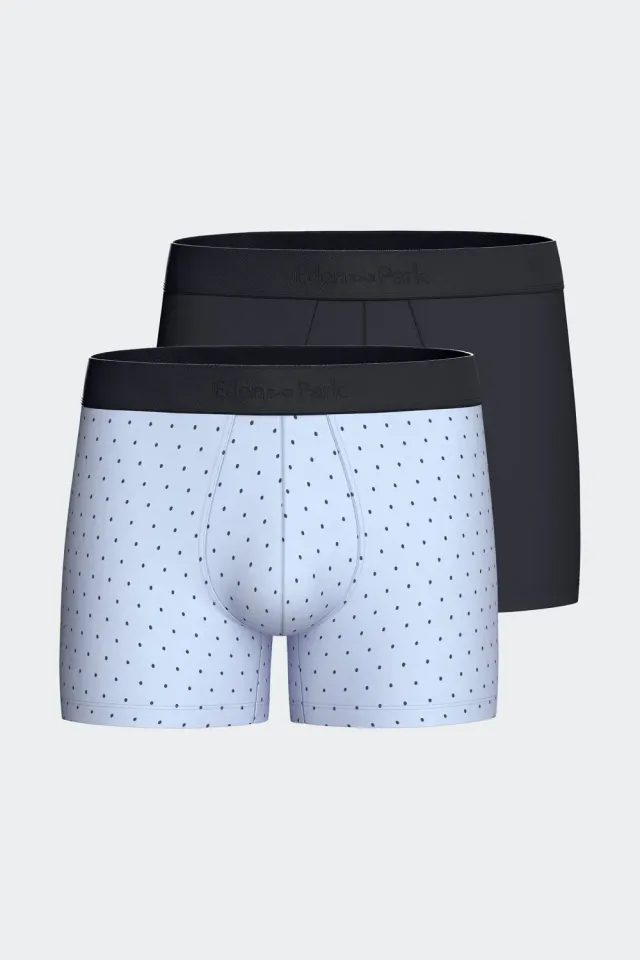 Eden Park lot 2 boxers coton stretch marine pois ciel