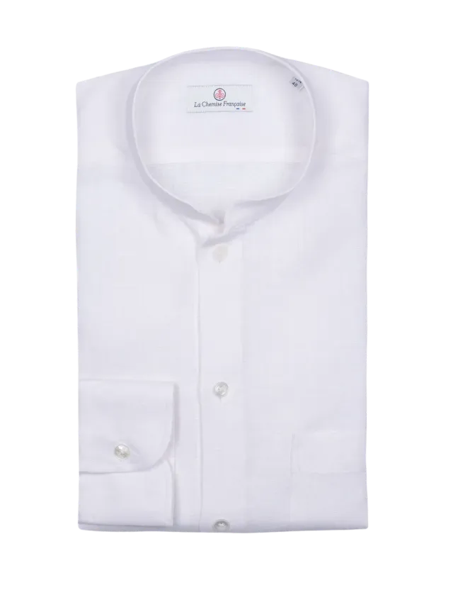 La Chemise Française Lin Normand chemise homme col mao blanc