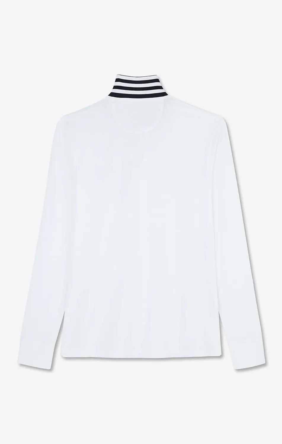 Eden Park polo manches longues blanc coton piqué col contrasté