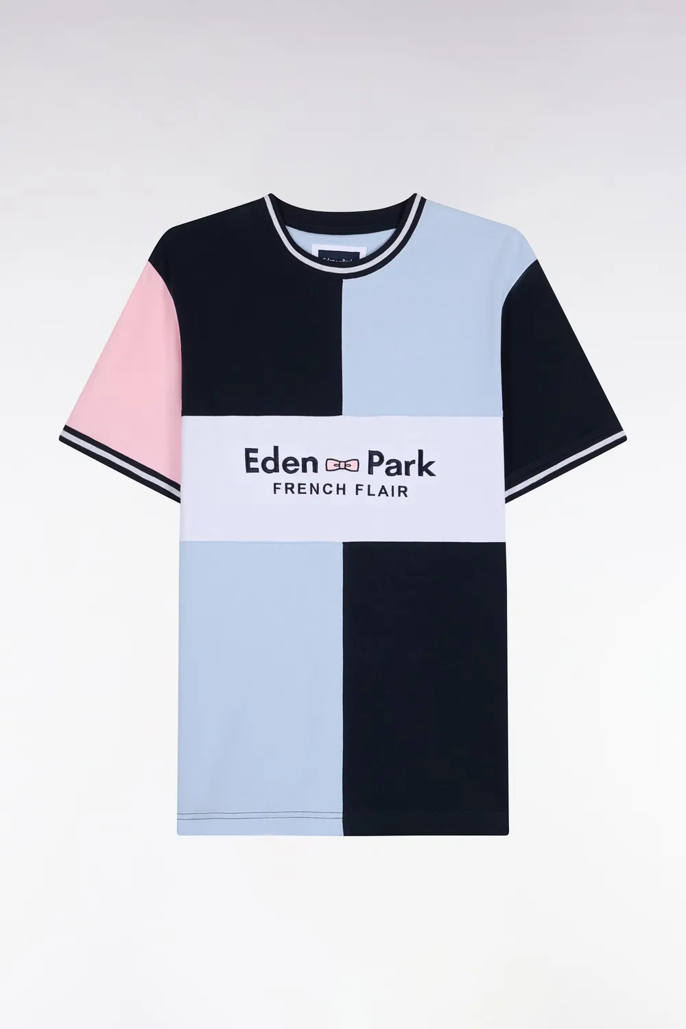 Eden Park t-shirt découpes broderie coton marine droit