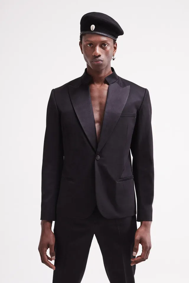French Deal Black Excellence veste laine col satin