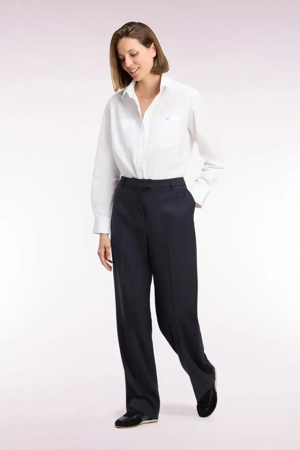 Eden Park pantalon tailleur femme maille stretch marine