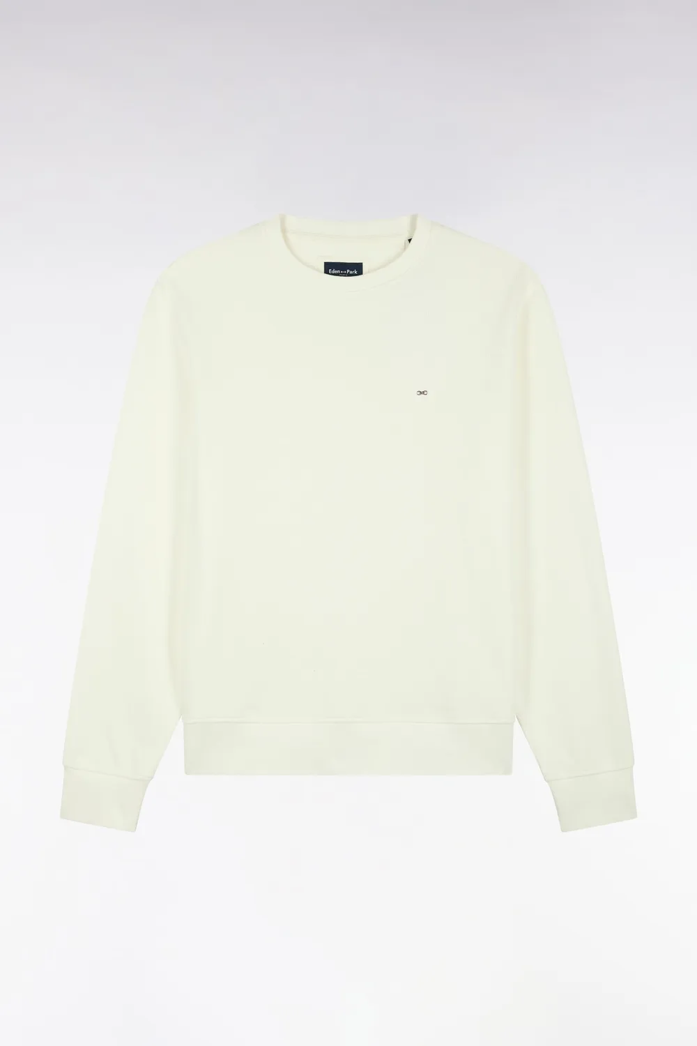 Eden Park sweat col rond ecru molleton coton coupe droite