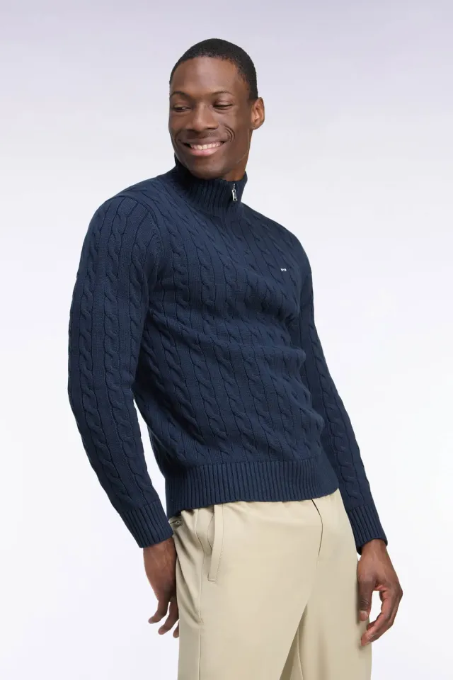 Eden Park pull torsades col camionneur coton marine homme